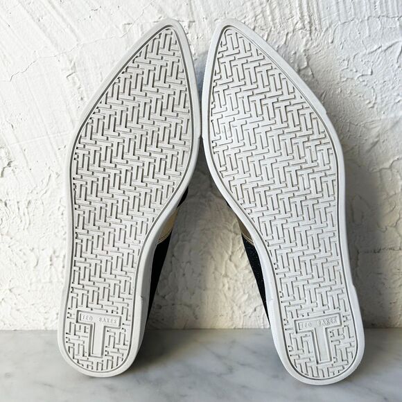 Ted Baker Loafers Black Rhinestone Gold Metallic Pointed Toe - Women's Size 9/40 - Picture 6 of 8